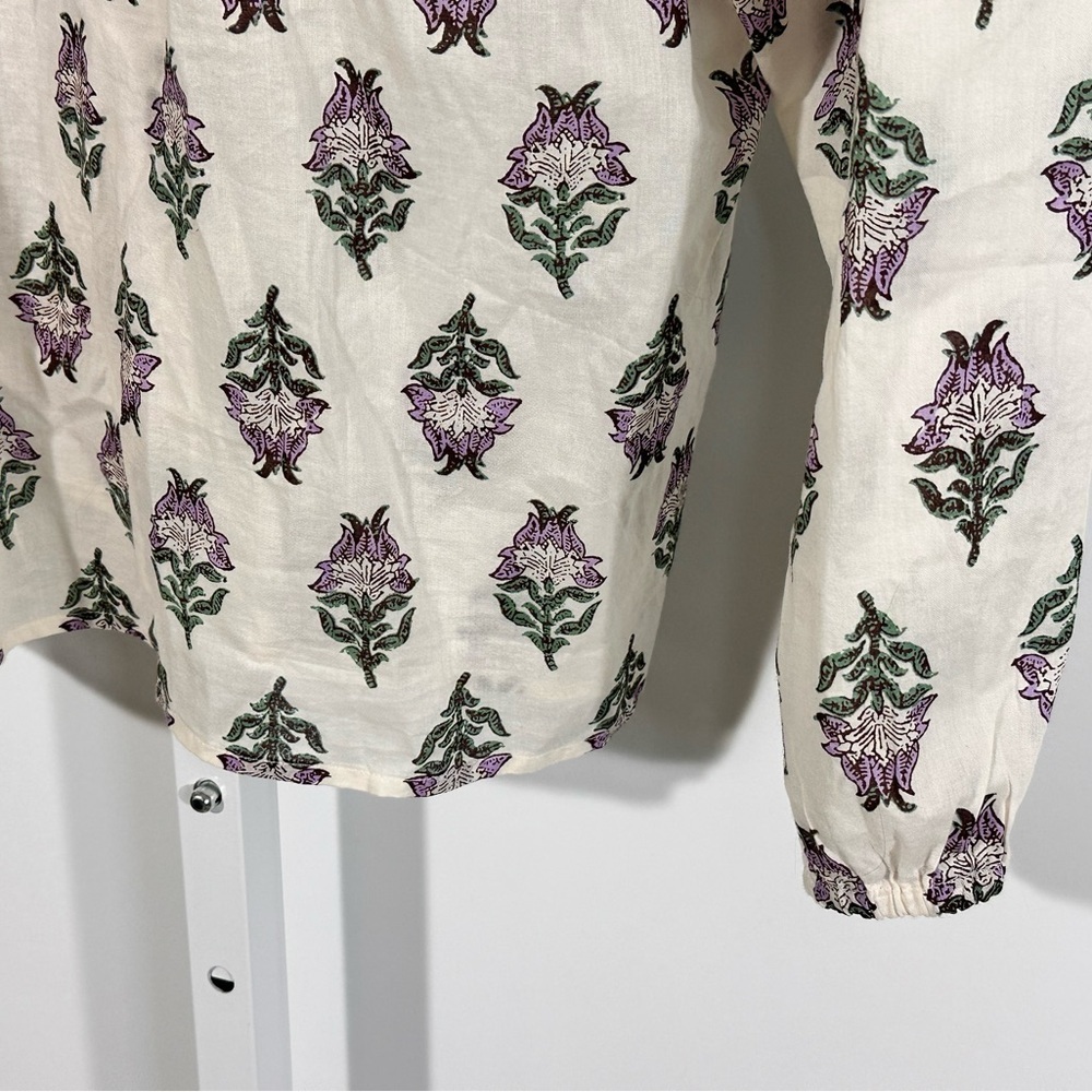 J.Crew Floral Block Print Top L – Boho Cottagecore Lightweight Blouse - Picture 7 of 7